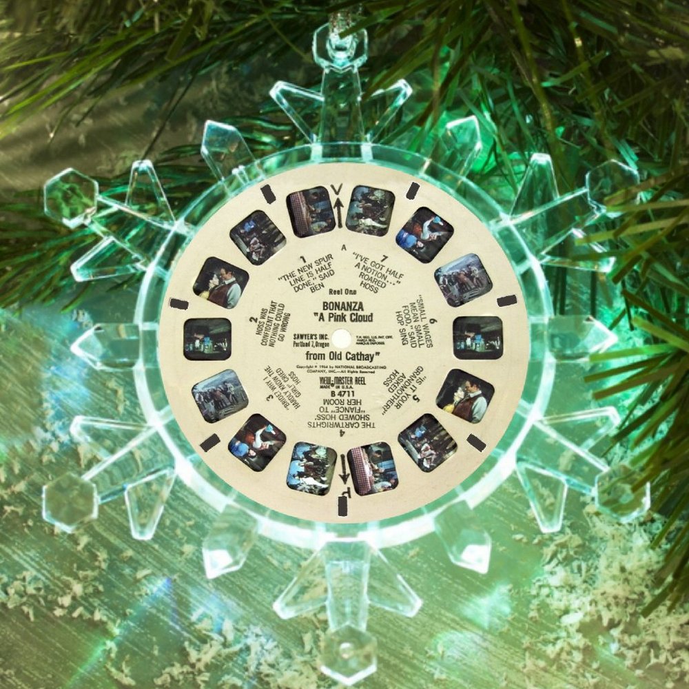 BONANZA Veiwmaster Disc Snowflake Blinks Lit Holiday Christmas Tree Ornament